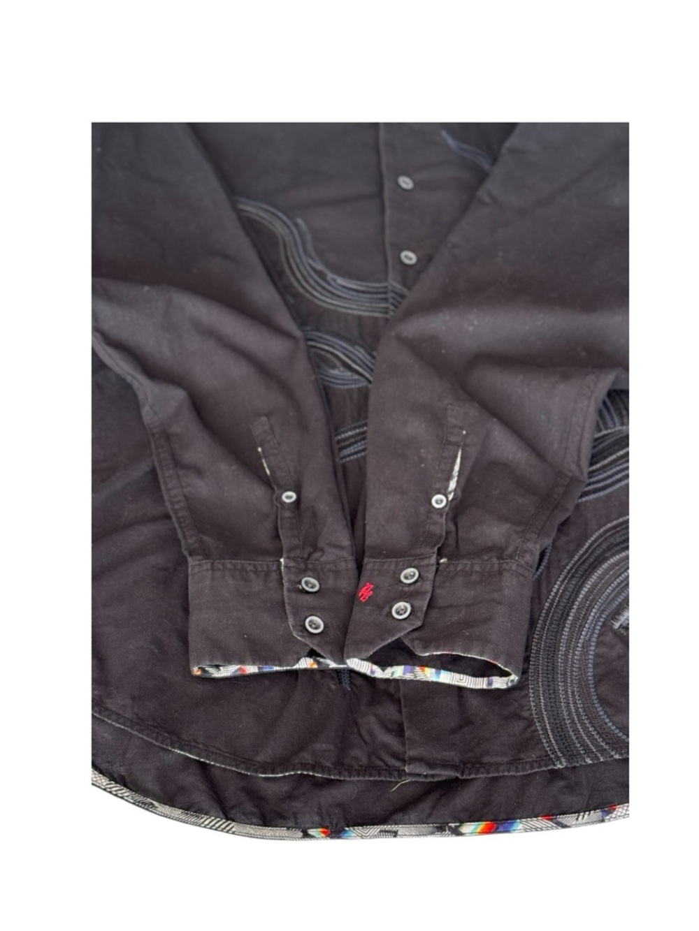 Robert Graham Embroidered 💯 Cotton Black Long-Sleeve Button-Down Shirt Size M - Picture 3 of 16
